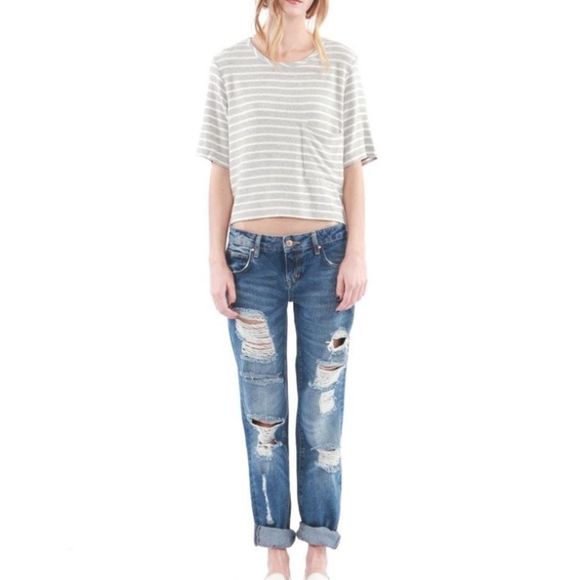 New Hye Park and Lune “olive” Striped Crop Top Tee Small - Picture 6 of 9